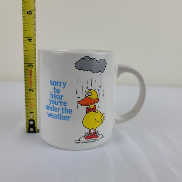 Vintage My Favorite Friends Mug, Duck rain weather Get Well coffee cup 1987 80s - Picture 16 of 16